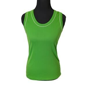 Vintage Jeana Green Y2K Bold-Strapped Tanktop with White Stitching | Women's M
